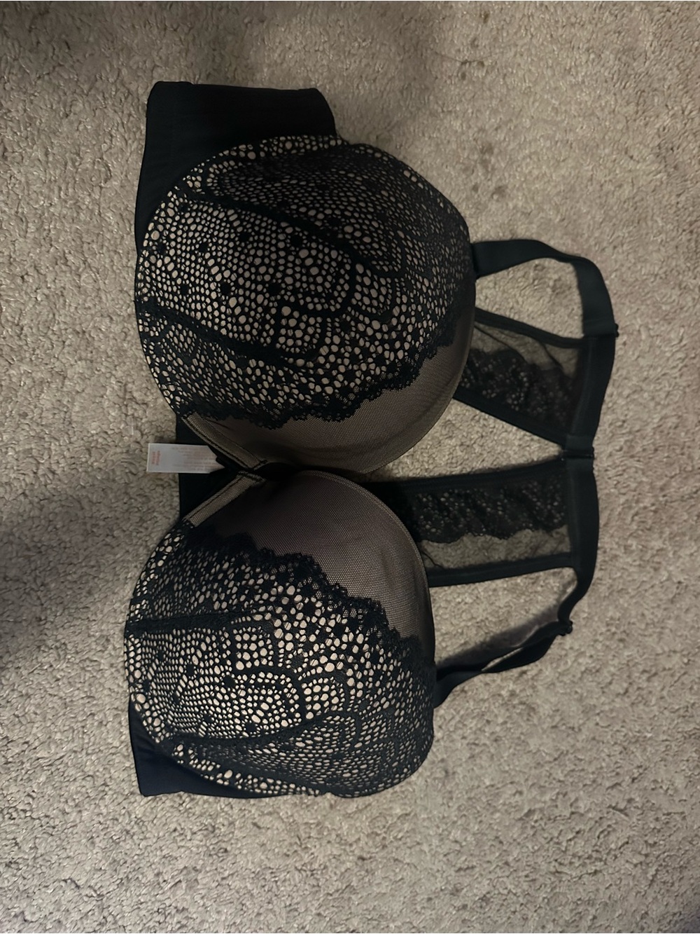 Cacique Black Lace Push-Up Bra with Nude Lining
